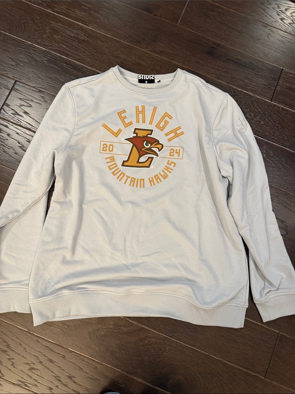 Lehigh Mountain Hawks Crewneck Sweatshirt - White with Gold Logo